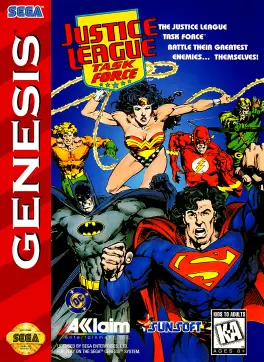 Capa de Justice League Task Force (Mega Drive)